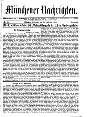 Münchener Nachrichten Dienstag 23. Februar 1875
