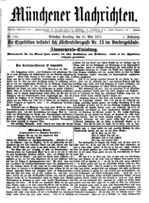 Münchener Nachrichten Samstag 29. Mai 1875