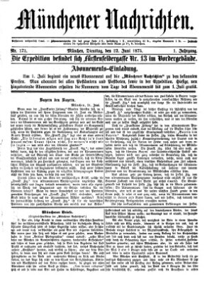 Münchener Nachrichten Dienstag 22. Juni 1875