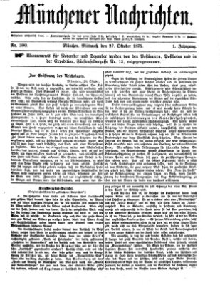 Münchener Nachrichten Mittwoch 27. Oktober 1875
