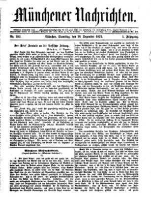 Münchener Nachrichten Samstag 18. Dezember 1875