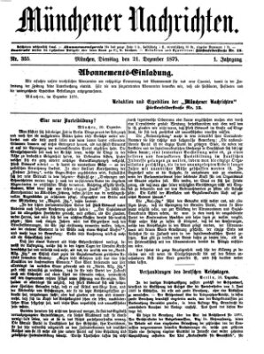 Münchener Nachrichten Dienstag 21. Dezember 1875