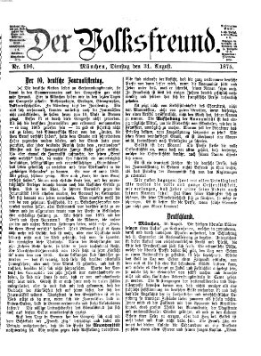 Der Volksfreund Dienstag 31. August 1875