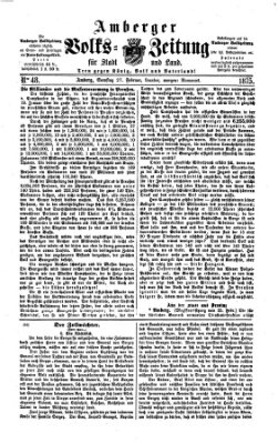Amberger Volks-Zeitung für Stadt und Land Samstag 27. Februar 1875