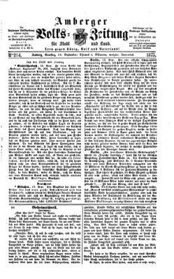 Amberger Volks-Zeitung für Stadt und Land Samstag 18. September 1875