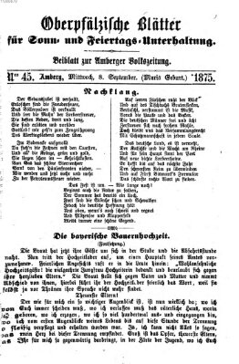 Oberpfälzische Blätter für Sonn- und Feiertags-Unterhaltung (Amberger Volks-Zeitung für Stadt und Land) Mittwoch 8. September 1875