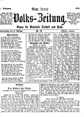 Neue freie Volks-Zeitung Donnerstag 11. Februar 1875