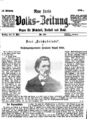 Neue freie Volks-Zeitung Freitag 14. Mai 1875