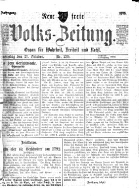 Neue freie Volks-Zeitung Donnerstag 21. Oktober 1875