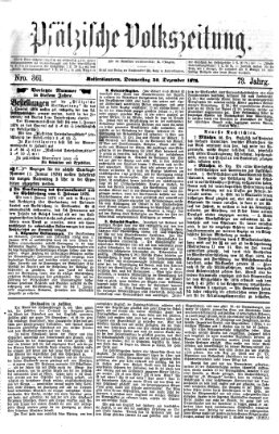 Pfälzische Volkszeitung Donnerstag 30. Dezember 1875