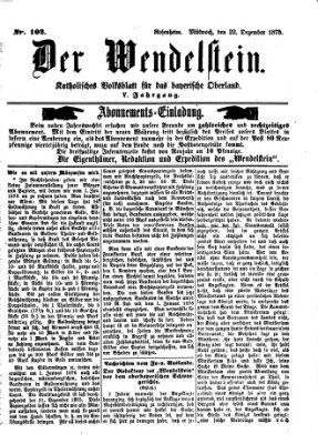 Wendelstein Mittwoch 22. Dezember 1875