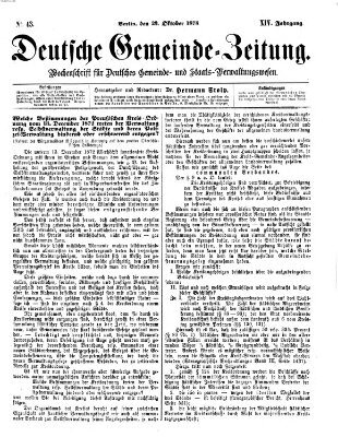 Deutsche Gemeinde-Zeitung Samstag 23. Oktober 1875