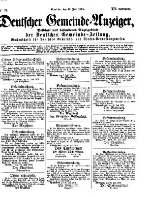 Deutsche Gemeinde-Zeitung Samstag 31. Juli 1875
