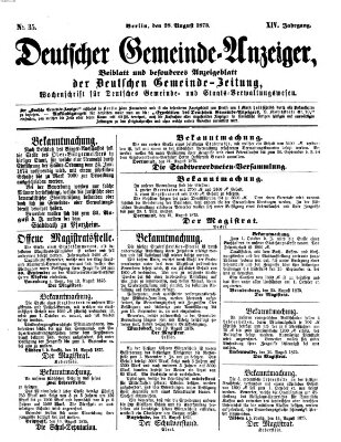 Deutsche Gemeinde-Zeitung Samstag 28. August 1875
