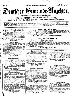 Deutsche Gemeinde-Zeitung Samstag 18. September 1875