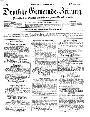 Deutsche Gemeinde-Zeitung Samstag 18. Dezember 1875