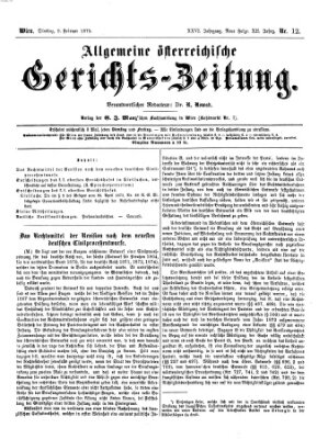 Allgemeine österreichische Gerichts-Zeitung Dienstag 9. Februar 1875