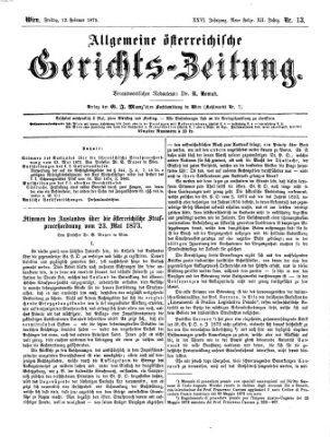 Allgemeine österreichische Gerichts-Zeitung Freitag 12. Februar 1875