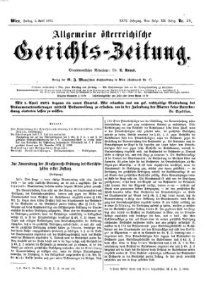 Allgemeine österreichische Gerichts-Zeitung Freitag 2. April 1875