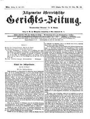 Allgemeine österreichische Gerichts-Zeitung Freitag 30. Juli 1875