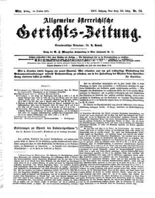 Allgemeine österreichische Gerichts-Zeitung Freitag 15. Oktober 1875