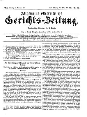 Allgemeine österreichische Gerichts-Zeitung Dienstag 9. November 1875