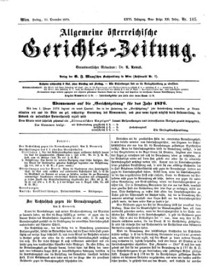 Allgemeine österreichische Gerichts-Zeitung Freitag 31. Dezember 1875