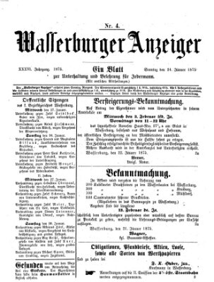 Wasserburger Anzeiger (Wasserburger Wochenblatt) Sonntag 24. Januar 1875