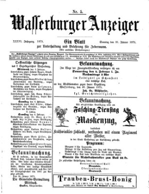 Wasserburger Anzeiger (Wasserburger Wochenblatt) Sonntag 31. Januar 1875