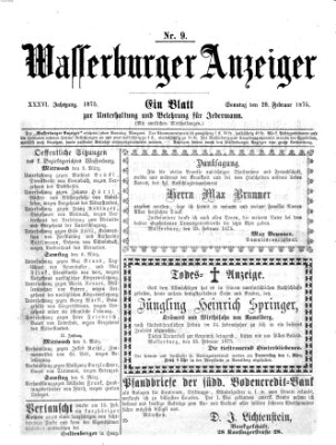 Wasserburger Anzeiger (Wasserburger Wochenblatt) Sonntag 28. Februar 1875