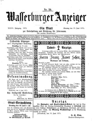 Wasserburger Anzeiger (Wasserburger Wochenblatt) Sonntag 13. Juni 1875