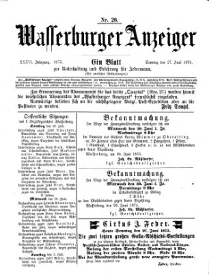 Wasserburger Anzeiger (Wasserburger Wochenblatt) Sonntag 27. Juni 1875