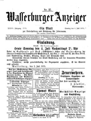 Wasserburger Anzeiger (Wasserburger Wochenblatt) Sonntag 4. Juli 1875
