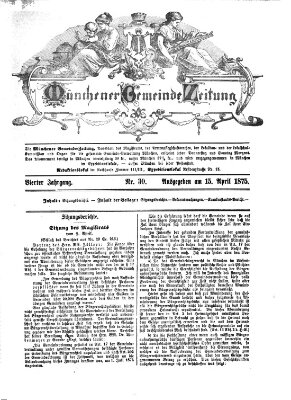 Münchener Gemeinde-Zeitung Donnerstag 15. April 1875
