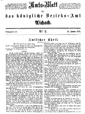 Amtsblatt für das Bezirksamt und Amtsgericht Aichach Sonntag 31. Januar 1875
