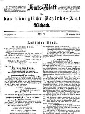 Amtsblatt für das Bezirksamt und Amtsgericht Aichach Sonntag 28. Februar 1875