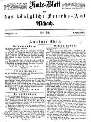 Amtsblatt für das Bezirksamt und Amtsgericht Aichach Sonntag 8. August 1875