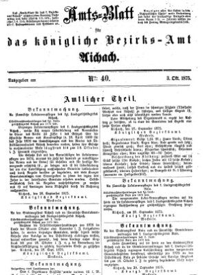 Amtsblatt für das Bezirksamt und Amtsgericht Aichach Sonntag 3. Oktober 1875
