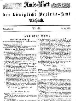 Amtsblatt für das Bezirksamt und Amtsgericht Aichach Sonntag 5. Dezember 1875