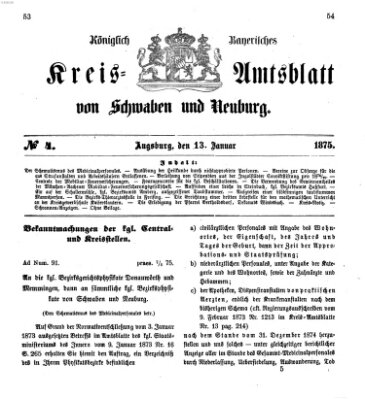 Königlich Bayerisches Kreis-Amtsblatt von Schwaben und Neuburg Mittwoch 13. Januar 1875