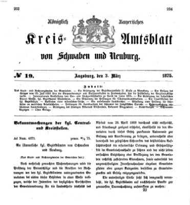 Königlich Bayerisches Kreis-Amtsblatt von Schwaben und Neuburg Mittwoch 3. März 1875