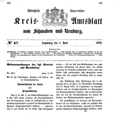 Königlich Bayerisches Kreis-Amtsblatt von Schwaben und Neuburg Samstag 5. Juni 1875