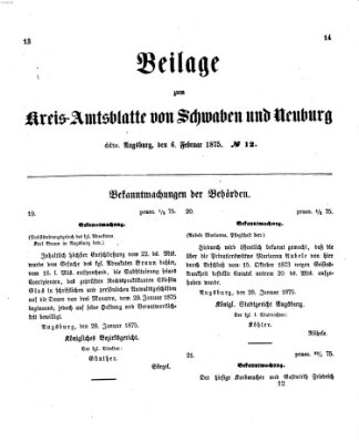 Königlich Bayerisches Kreis-Amtsblatt von Schwaben und Neuburg Samstag 6. Februar 1875
