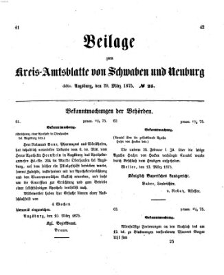 Königlich Bayerisches Kreis-Amtsblatt von Schwaben und Neuburg Samstag 20. März 1875
