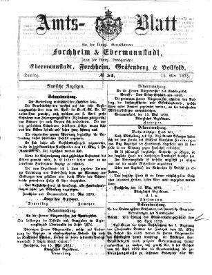 Amtsblatt für die Königlichen Bezirksämter Forchheim und Ebermannstadt sowie für die Königliche Stadt Forchheim Samstag 15. Mai 1875