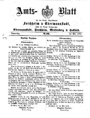 Amtsblatt für die Königlichen Bezirksämter Forchheim und Ebermannstadt sowie für die Königliche Stadt Forchheim Donnerstag 20. Mai 1875