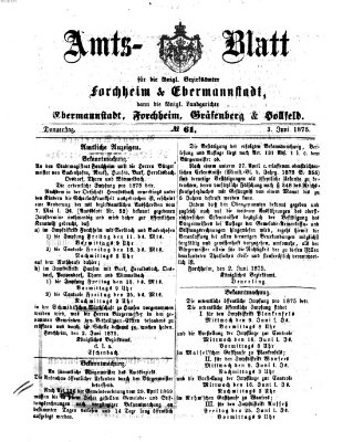 Amtsblatt für die Königlichen Bezirksämter Forchheim und Ebermannstadt sowie für die Königliche Stadt Forchheim Donnerstag 3. Juni 1875