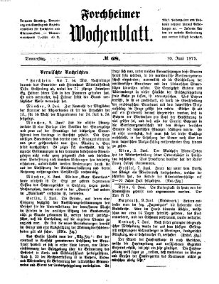 Amtsblatt für die Königlichen Bezirksämter Forchheim und Ebermannstadt sowie für die Königliche Stadt Forchheim Donnerstag 10. Juni 1875
