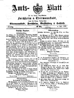 Amtsblatt für die Königlichen Bezirksämter Forchheim und Ebermannstadt sowie für die Königliche Stadt Forchheim Dienstag 6. Juli 1875