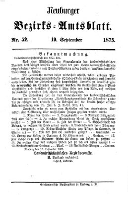 Neuburger Bezirks-Amtsblatt Sonntag 19. September 1875